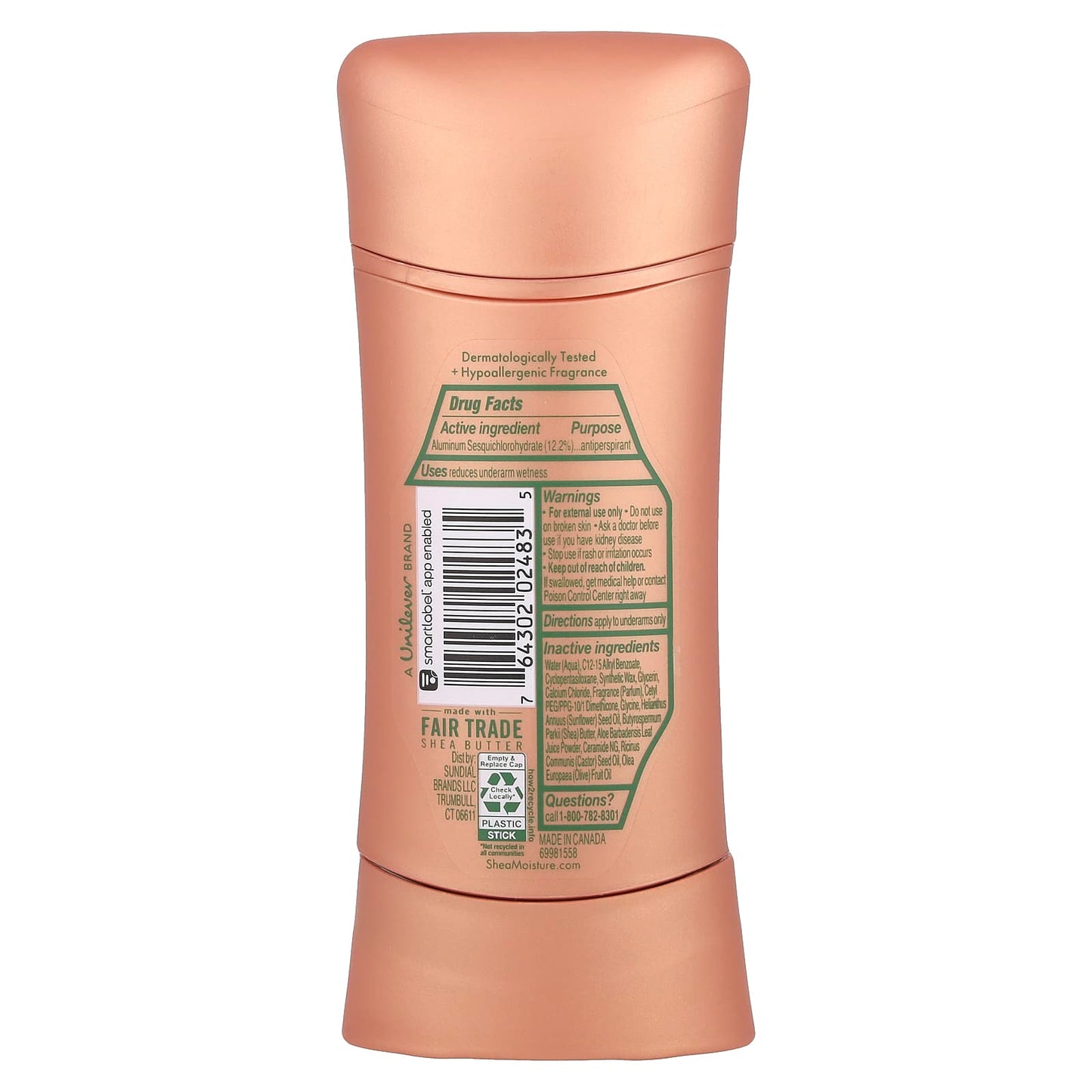 SheaMoisture, Antiperspirant Deodorant, Sensitive,Aloe Vera & Ceramides , 2.6 oz (74 g)