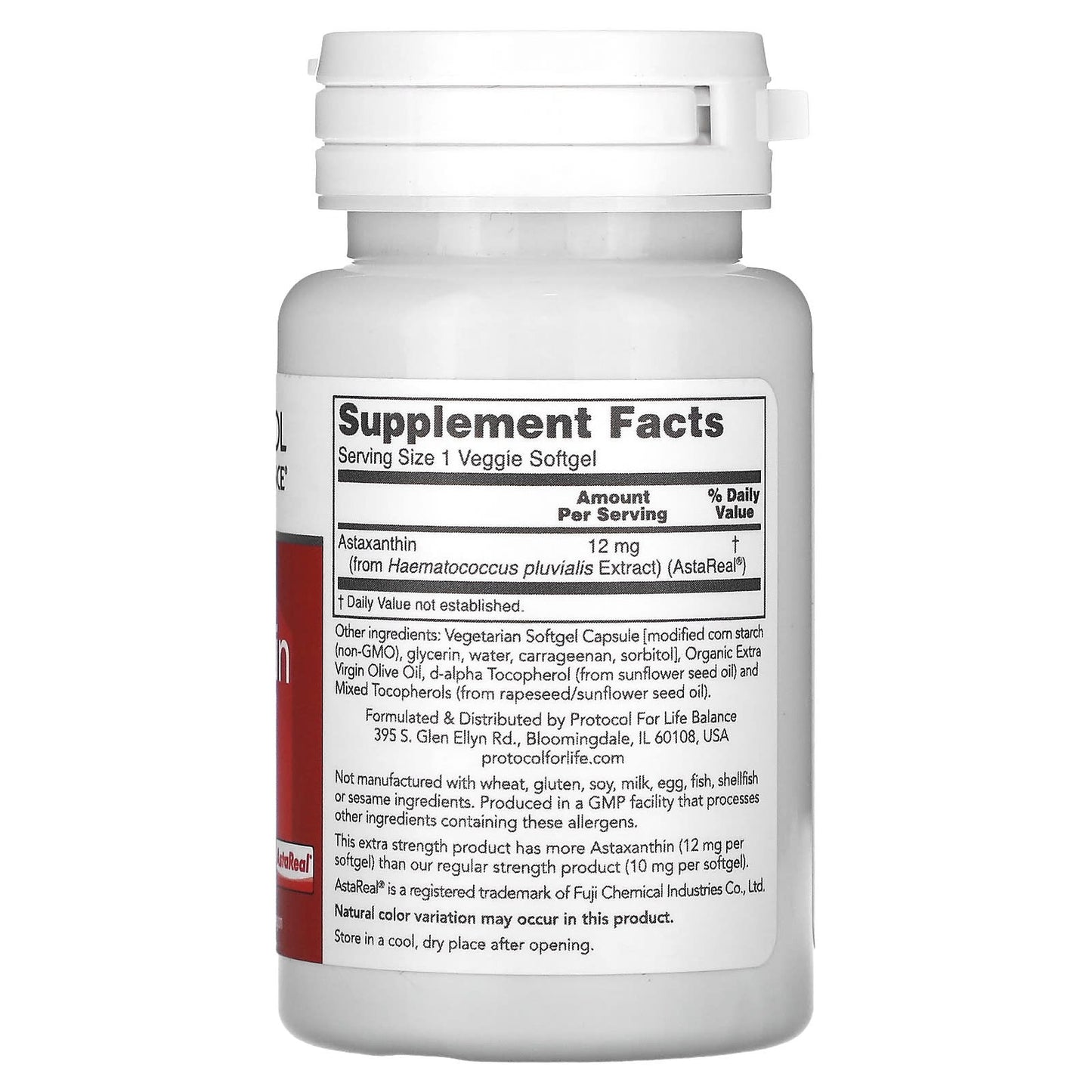 Protocol for Life Balance, Astaxanthin, Extra Strength, 12 mg, 60 Veggie Softgels
