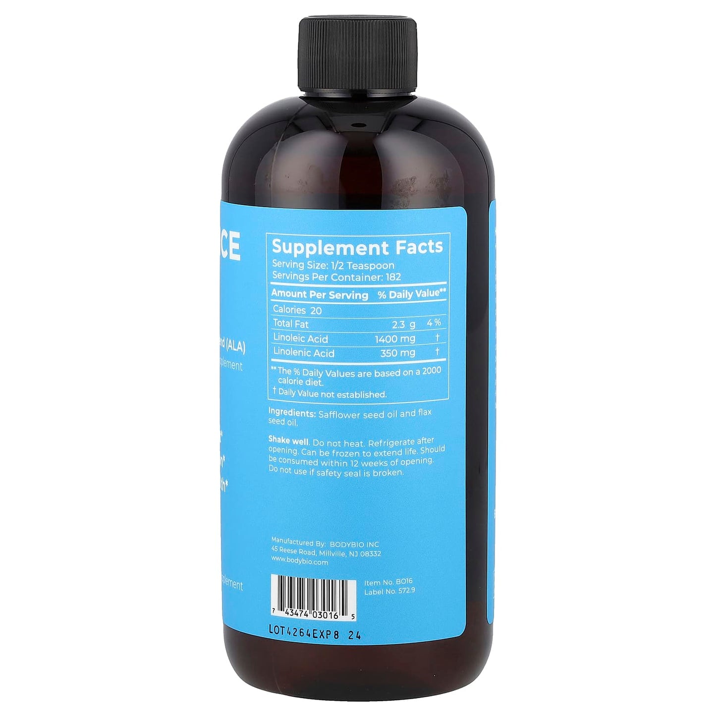 BodyBio, Balance Oil, Linoleic Acid (LA) & Linolenic Acid Blend (ALA), 16 fl oz (473 ml)