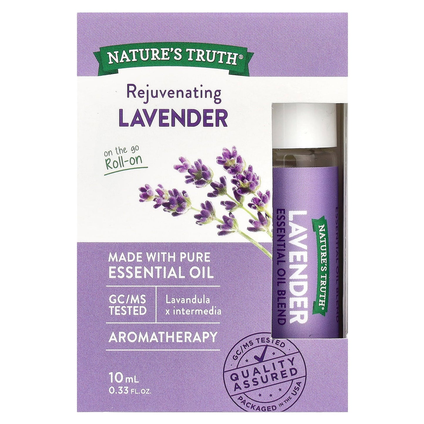 Nature's Truth, Essential Oil, On The Go Roll-On, Rejuvenating Lavender, 0.33 fl oz (10 ml)
