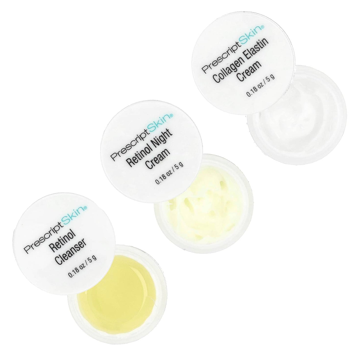 PrescriptSkin, Retinol Trial Set, 3 Professional Strength Anti-Aging Products, 3 Jars, 0.18 oz (5 g) Each