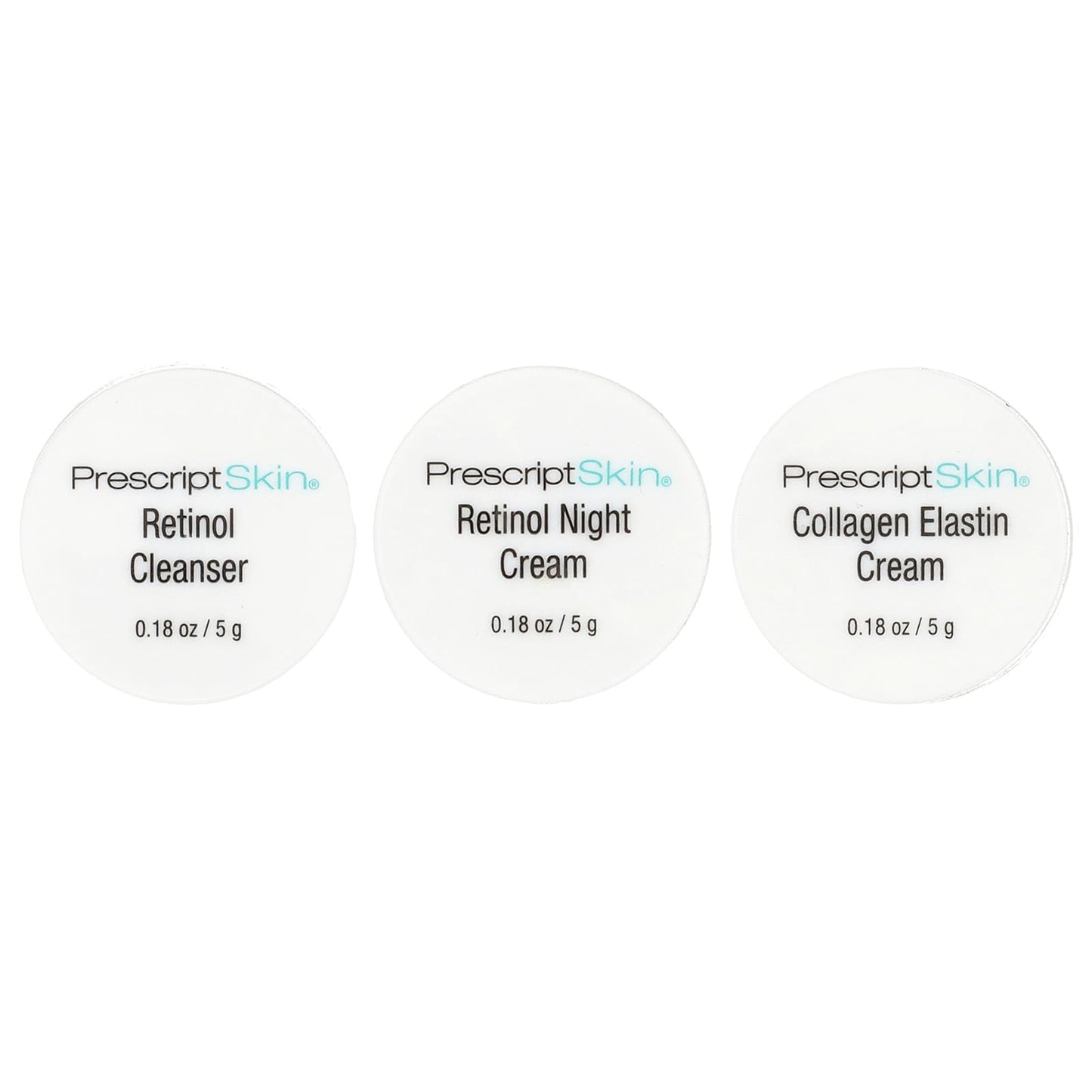 PrescriptSkin, Retinol Trial Set, 3 Professional Strength Anti-Aging Products, 3 Jars, 0.18 oz (5 g) Each