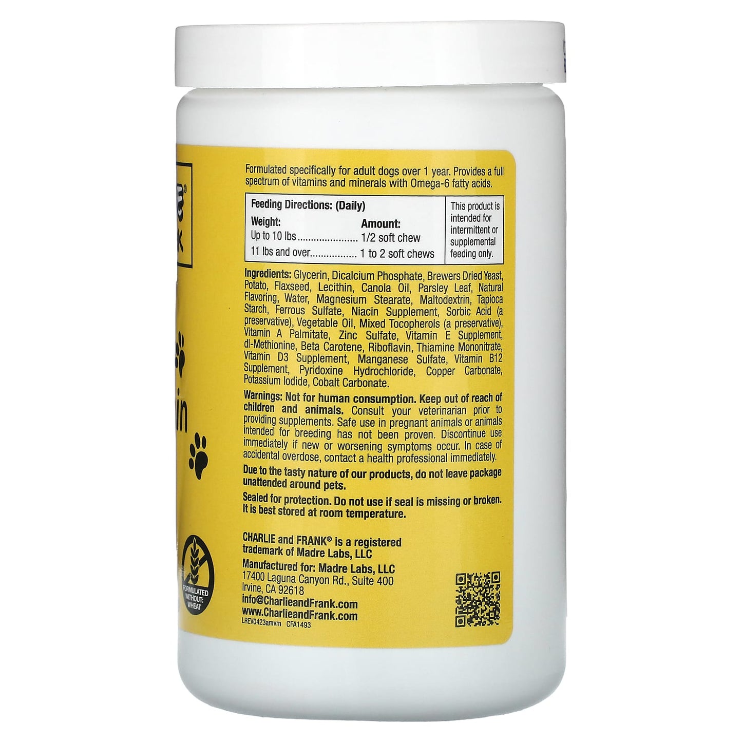 Charlie and Frank, Dog Multi-Vitamin & Mineral, Supports Fresh Breath, 60 Soft Chews, 6.3 oz (180 g)