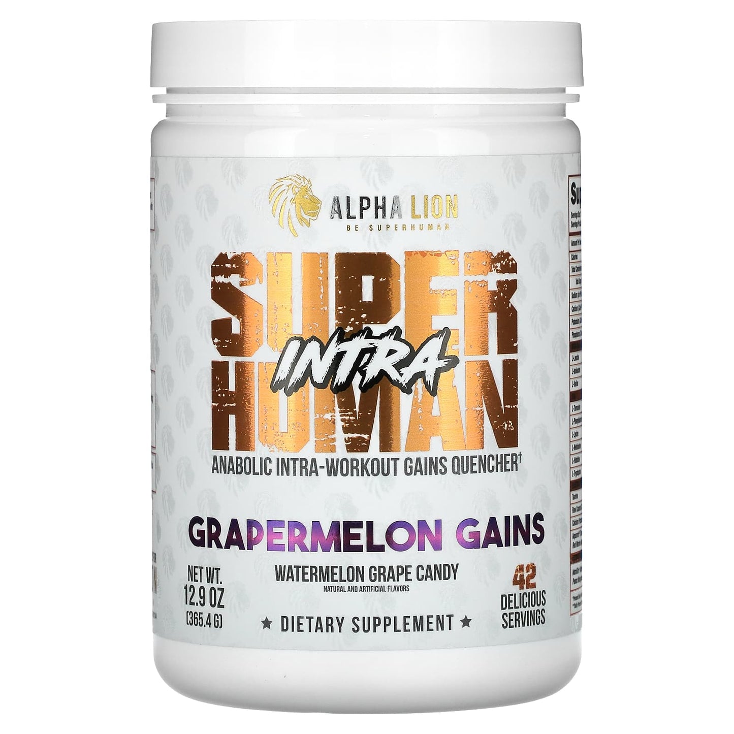 ALPHA LION, SuperHuman Intra, Grapermelon Gains, Watermelon Grape Candy, 12.9 oz (365.4 g)