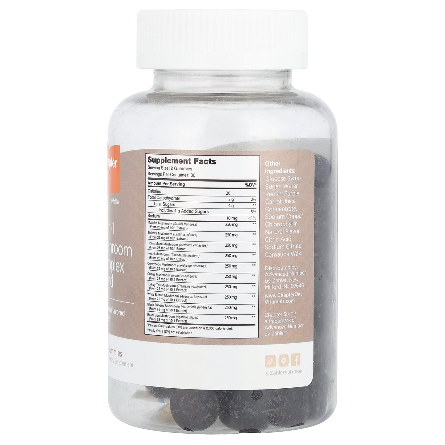 Chapter Six, 10-in-1 Mushroom Complex Blend Gummies, Raspberry, 60 Gummies
