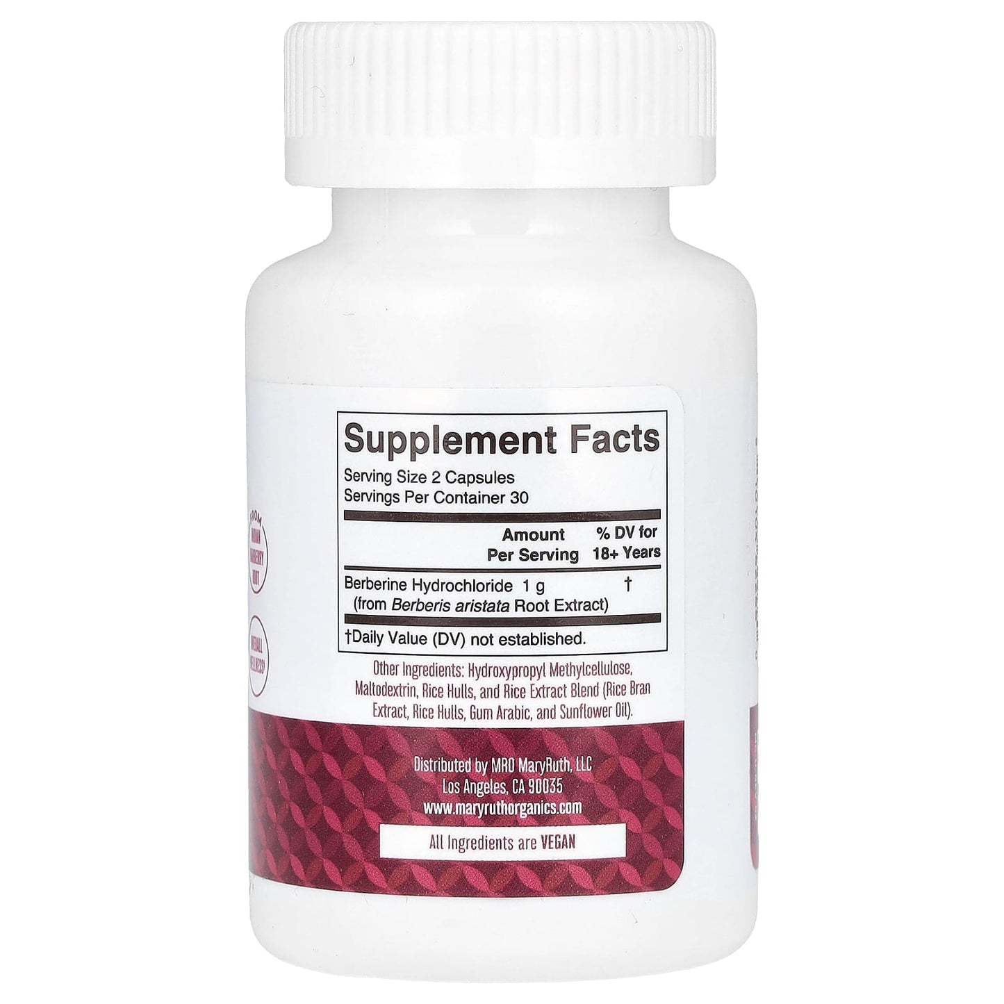 MaryRuth's, Berberine, 1 g, 60 Capsules (500 mg Per Capsule)
