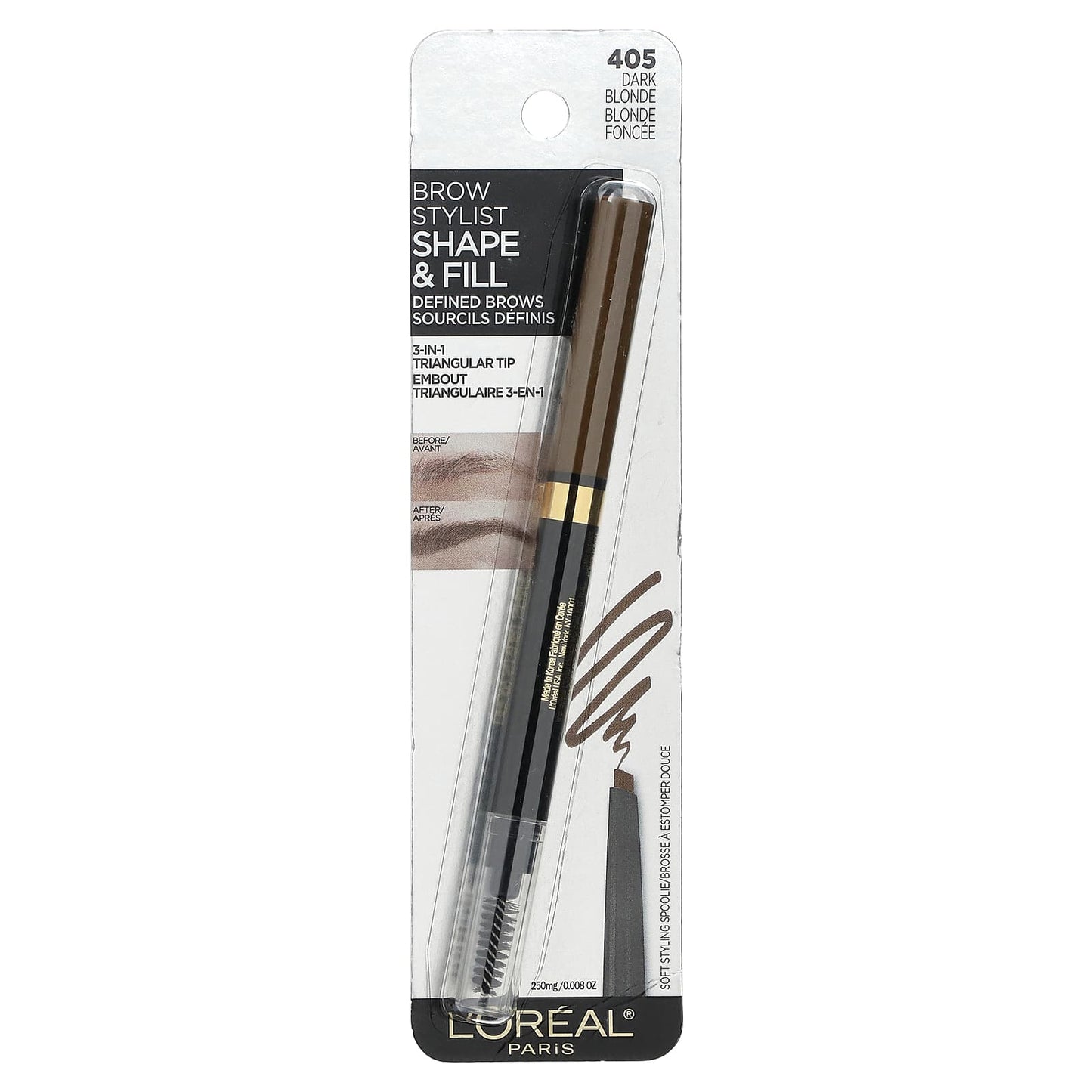 L'Oréal, Brow Stylist Shape & Fill, 405 Dark Blonde, 0.008 oz (250 mg)