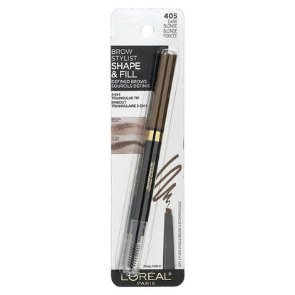 L'Oréal, Brow Stylist Shape & Fill, 405 Dark Blonde, 0.008 oz (250 mg)