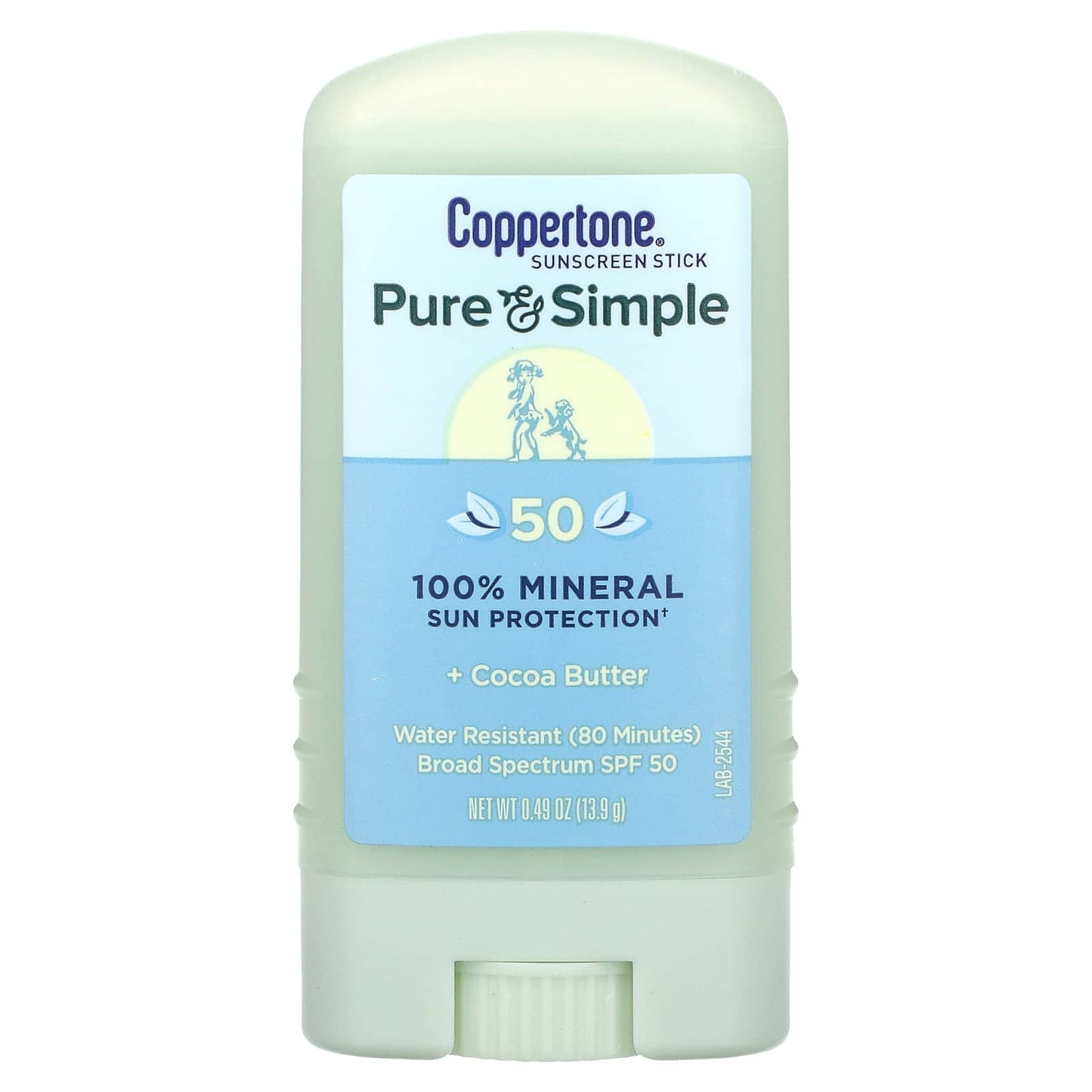 Coppertone, Pure & Simple, Sunscreen Stick, SPF 50, Cocoa Butter, 0.49 oz (13.9 g)