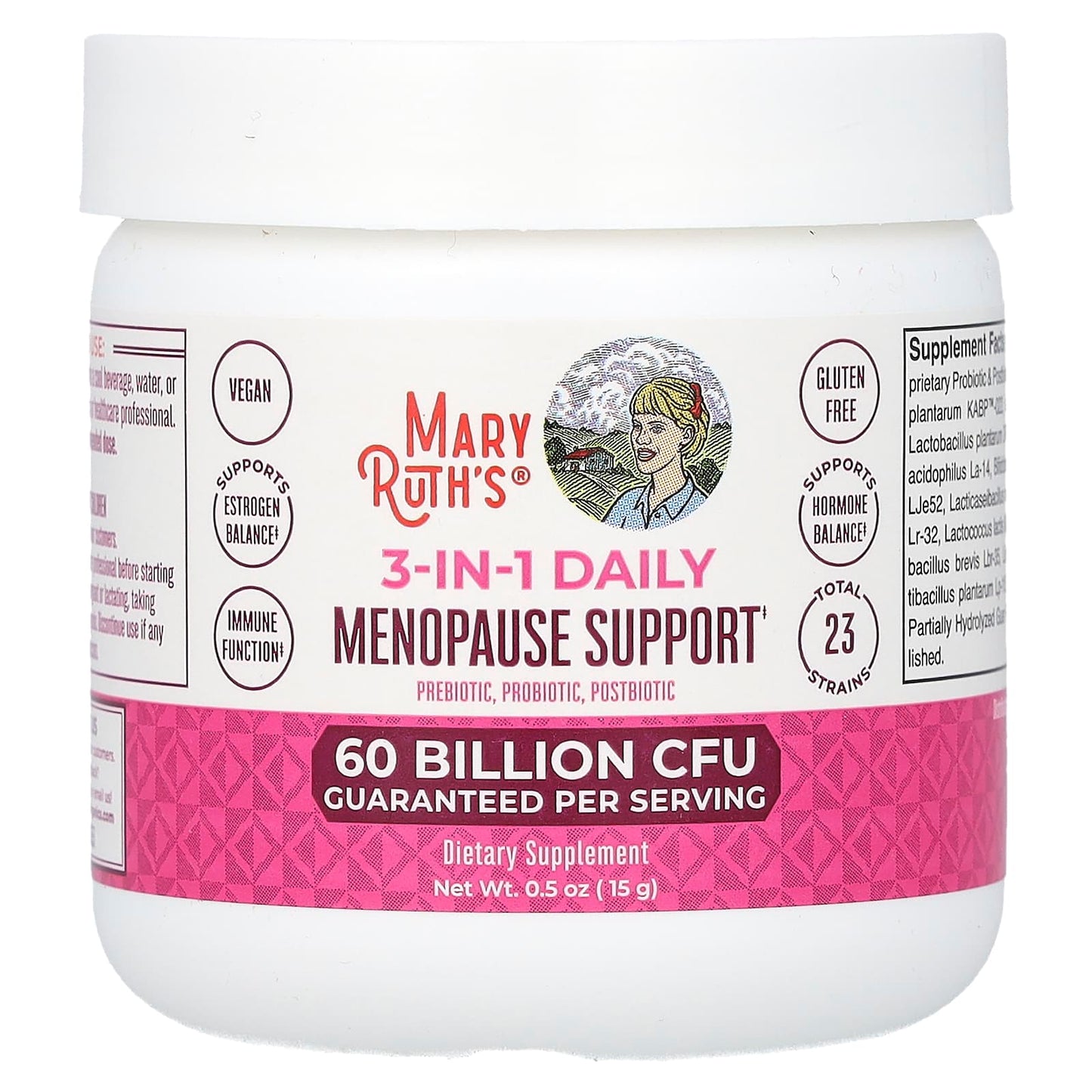 MaryRuth's, 3-in-1 Daily Menopause Support, Unflavored, 60 Billion CFU, 0.5 oz (15 g)
