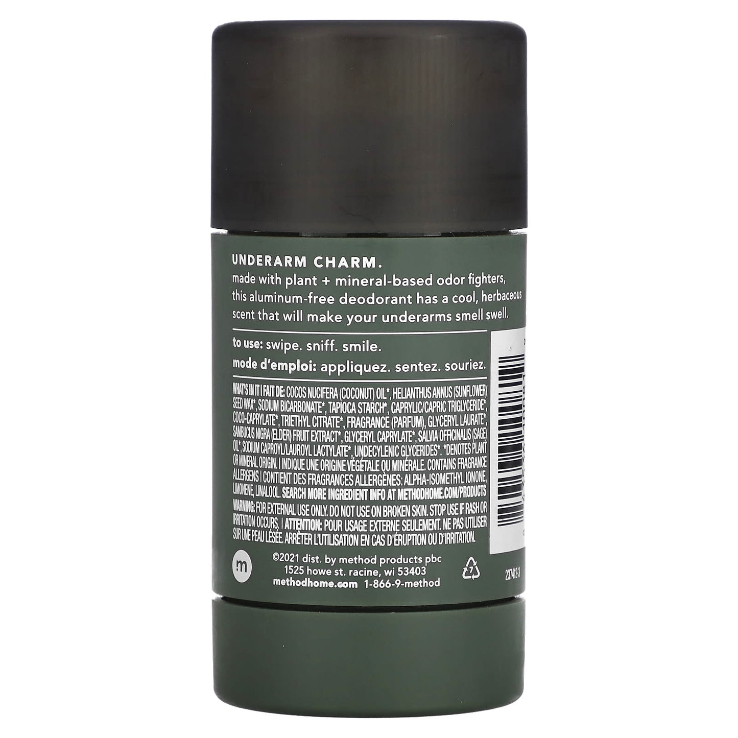 Method, Men, Aluminum Free Deodorant, Juniper + Sage, 2.65 oz (75 g)