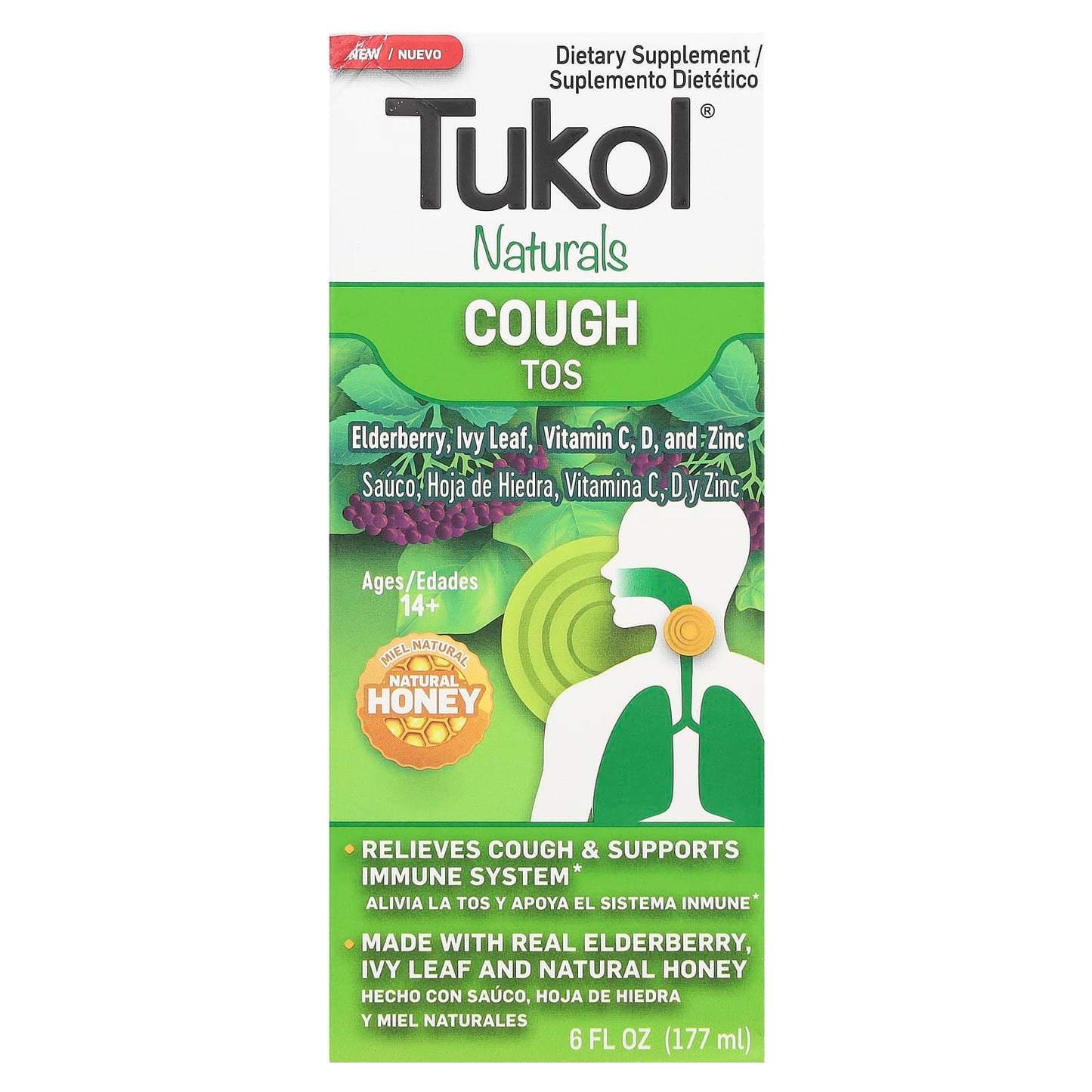 Tukol, Naturals, Cough, Ages 14+, Natural Honey, 6 fl oz (177 ml)