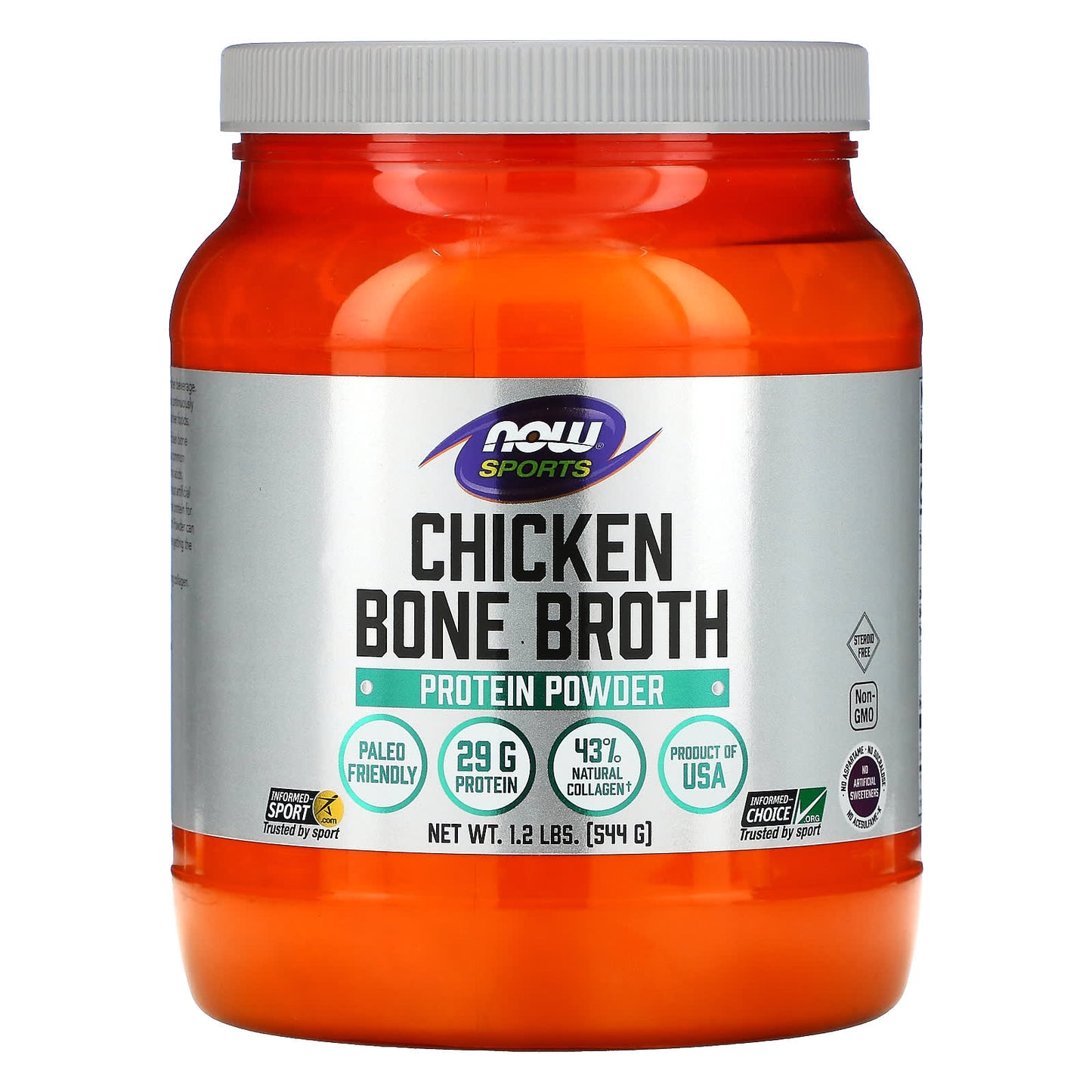 NOW Foods, Sports, Chicken Bone Broth Protein Powder, 1.2 lbs (544 g)