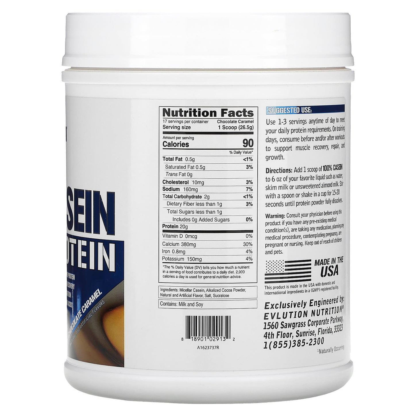 EVLution Nutrition, 100% Casein Protein, Chocolate Caramel, 1 lb (454 g)