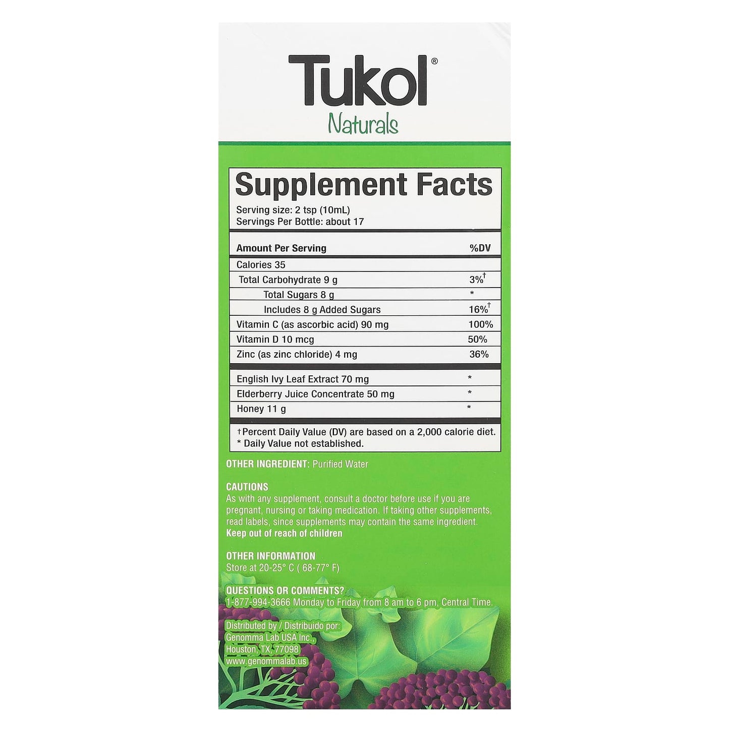 Tukol, Naturals, Cough, Ages 14+, Natural Honey, 6 fl oz (177 ml)