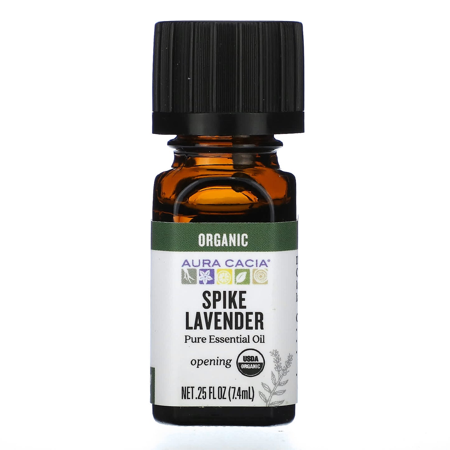 Aura Cacia, Pure Essential Oil, Organic Spike Lavender, 0.25 fl oz (7.4 ml)