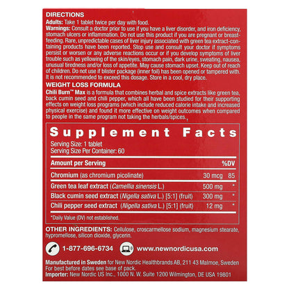 New Nordic, Chili Burn Max, 60 Tablets