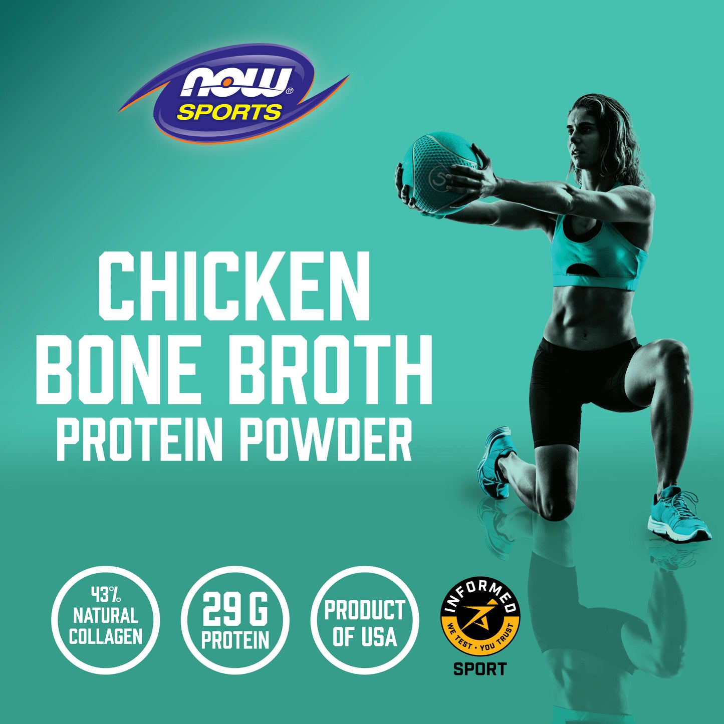 NOW Foods, Sports, Chicken Bone Broth Protein Powder, 1.2 lbs (544 g)