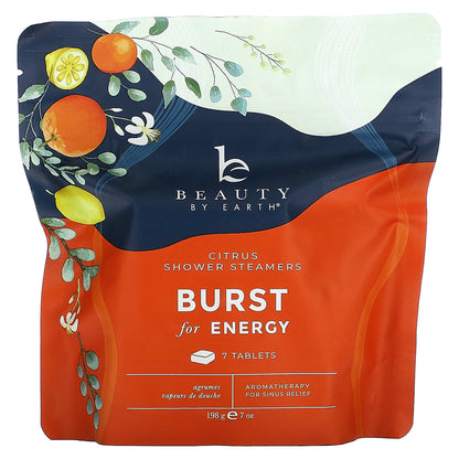 Beauty By Earth, Burst of Energy Shower Steamers, Citrus , 7 Tablets, 7 oz (198 g)