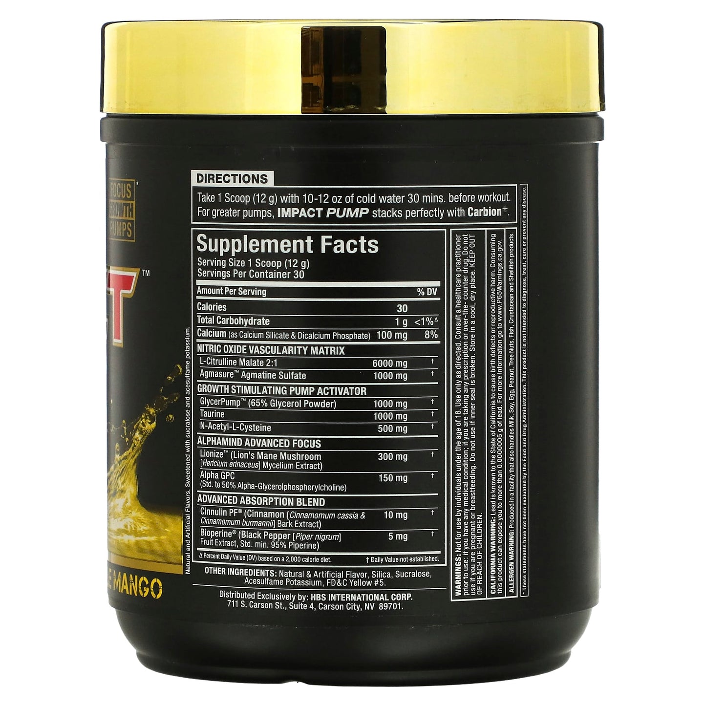 ALLMAX, IMPACT™ PUMP, Pineapple Mango, 12.7 oz (360 g)