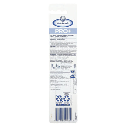 Spinbrush, Arm & Hammer, Pro+ Gum Health, Soft, 2 Brush Heads