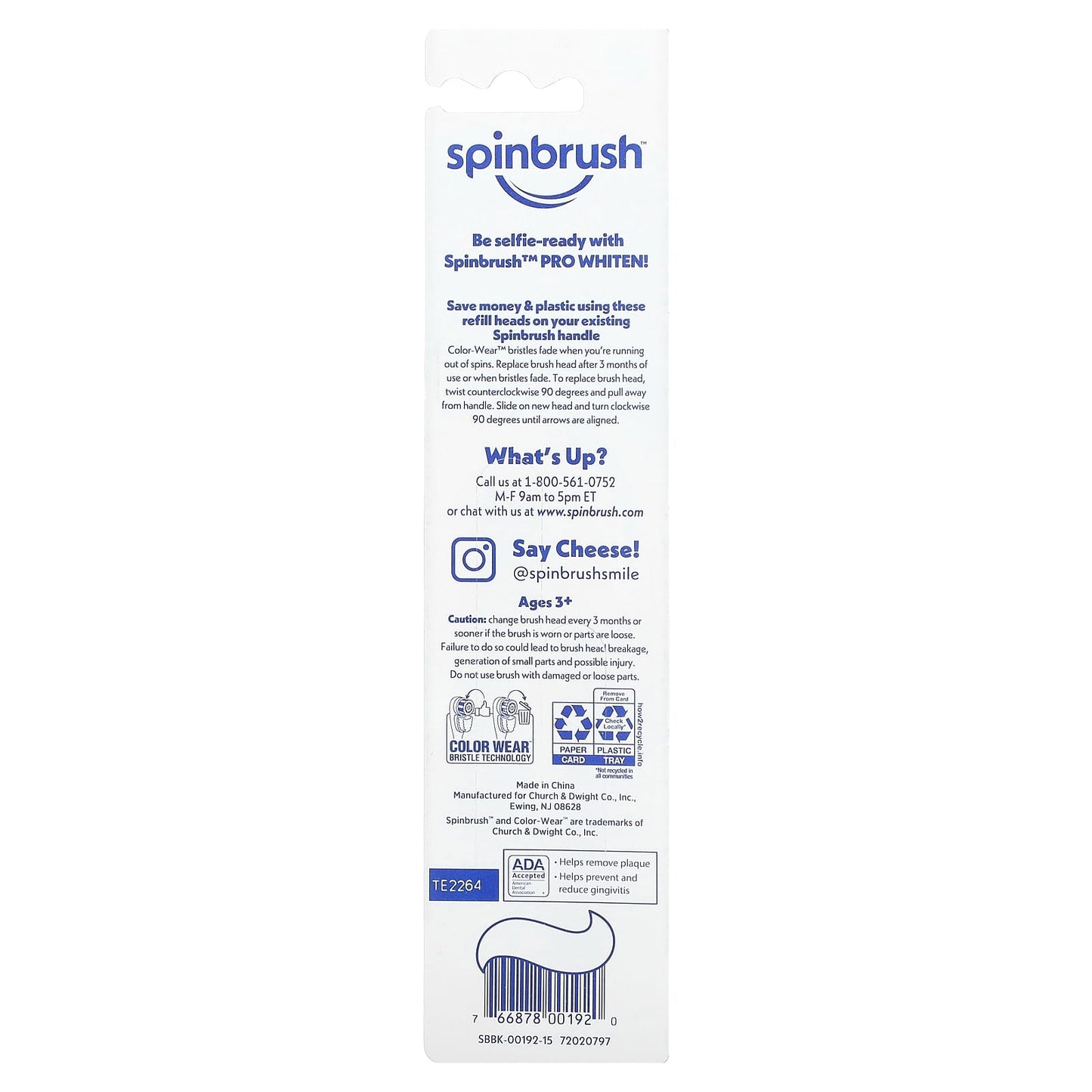 Spinbrush, Pro Whiten, Replacement Heads, Soft Bristles, 3y+, 2 Brush Heads