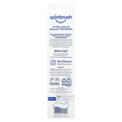 Spinbrush, Pro Whiten, Replacement Heads, Soft Bristles, 3y+, 2 Brush Heads