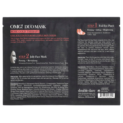 Double Dare, OMG! Duo Beauty Mask, Rose Gold Therapy, 2 Piece Set
